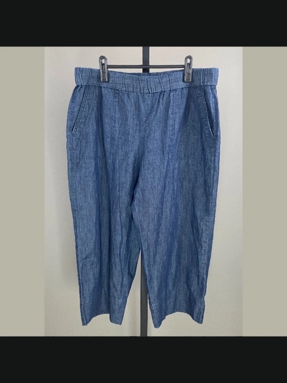 NEW Talbots Pants Womens Large petite blue cotton straight cropped casual